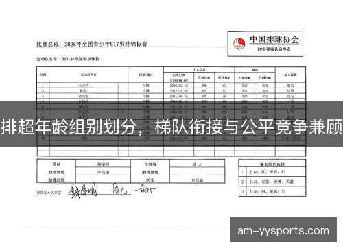 排超年龄组别划分，梯队衔接与公平竞争兼顾